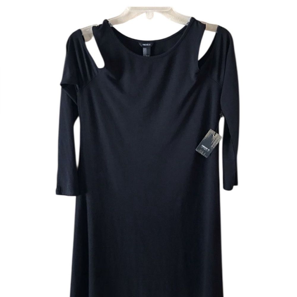 New Forever 21 Cold Shoulder Black Dress